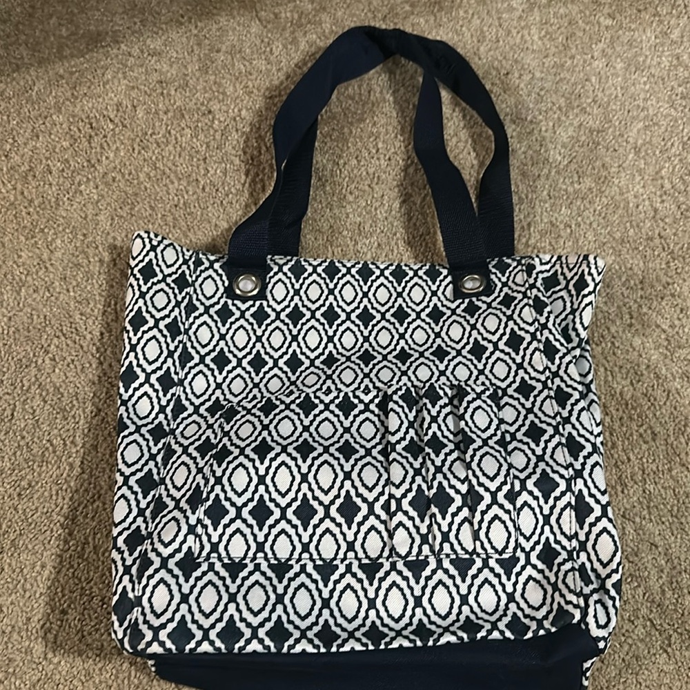 Thirty-One - Organizing Utility Tall Tote Zip Top Bag in Navy Perfect Pendant